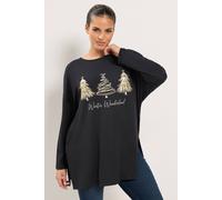 Yours Women's 'Winter Wonderland' Novelty Long Sleeve Top in Black | Size: 14