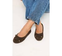 Yours Women's Woven Ballerina Pumps In Wide E Fit Shoe in Chocolate | Size: 8E