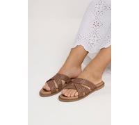 Yours Women's Woven Cross Strap Sandals In Wide E Fit in Brown | Size: 7EEE Yours Brown 7EEE