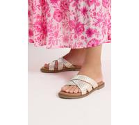 Yours Women's Woven Cross Strap Sandals In Wide E Fit in Gold | Size: 8E Yours Gold 8E