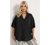 Yours Women's Woven Linen Shirt in Black | Size: 34-36 Yours Black 34-36