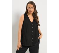 Yours Women's Woven Linen Waistcoat in Black | Size: 14 Yours Black 14