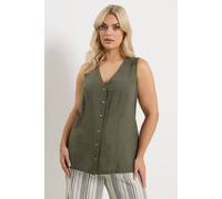 Yours Women's Woven Linen Waistcoat in Dark Olive | Size: 20 Yours Dark Olive 20