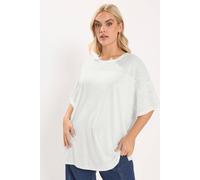 Yours Curve Woven Panel Oversized T-Shirt - Women's - Plus Size Curve White