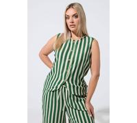Yours Women's Woven Stripe Waistcoat in Green | Size: 18 Yours Green 18