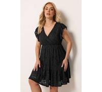 Yours Women's Wrap Pointelle Dress in Black | Size: 22-24 Yours Black 22-24