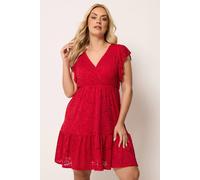 Yours Women's Wrap Pointelle Dress in Red | Size: 26/28