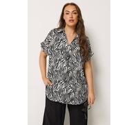 Yours Women's Zebra Button Half Placket Blouse in Black | Size: 30-32 Yours Black 30-32