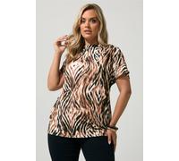 Yours Women's Zebra Drape Shoulder Top in Brown | Size: 14