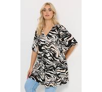 Yours Curve Black Zebra Pleat Front Top - Women's - Plus Size Curve