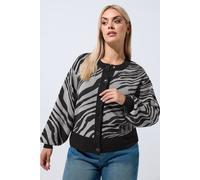 Yours Women's Zebra Print Cardigan Sweater in Grey | Size: 22/24