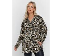 Yours Women's Zebra Print Long Sleeve Shirt in Black | Size: 30/32