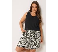 Yours Curve Zebra Print Shorts - Women's - Plus Size Curve Cream