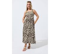 Yours Women's Zebra Strappy Dress in Brown | Size: 14