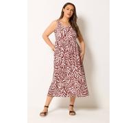 Yours Women's Zebra Textured Smock Dress in Burgundy | Size: 18