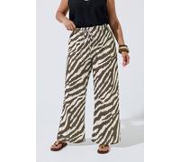 Yours Women's Zebra Wide Leg Trousers in Brown | Size: 14 Yours Brown 14