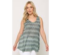 Yours Women's Zig Zag Vest Top in Turquoise | Size: 30/32