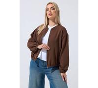 Yours Women's Zip Bomber Jacket in Chocolate | Size: 26/28