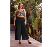 Yours Women's Woven Beach Trousers in Black | Size: 22-24 Yours Black 22-24