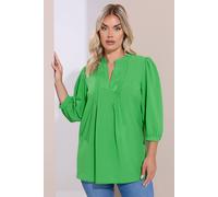 Yours Women's Woven Check Pintuck Blouse in Bright Green | Size: 26-28 Yours Bright Green 26-28