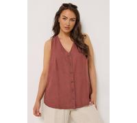 Yours Woven Linen Waistcoat In Burnt Orange Burnt Orange