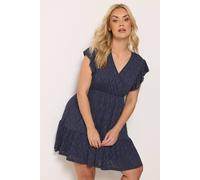 Yours Wrap Pointelle Dress In Mid Navy Mid Navy