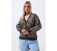 Yours Limited Collection Curve Brown Zebra Balloon Sleeve Cardigan - Women's - Plus Size Curve