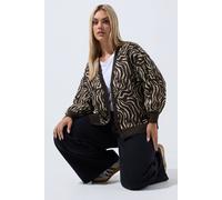Yours Women's Zebra Balloon Sleeve Cardigan in Chocolate | Size: 22-24 Yours Chocolate 22-24