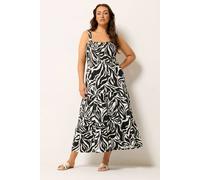 Yours Zebra Print Shirred Midi Dress In Black Black