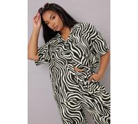 Yours Zebra Print Short Sleeve Shirt In Black Black 30-32