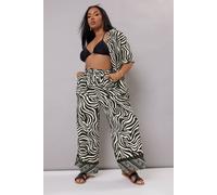 Yours Curve & White Zebra Wide Leg Trousers - Women's - Plus Size Curve