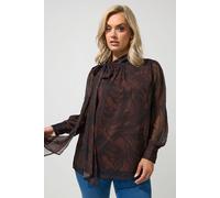 Yours Zebra Side Bow Blouse In Chocolate Chocolate