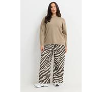 Yours Women's Zebra Wide Leg Trousers in Brown | Size: 20