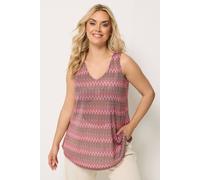 Yours Women's Zig Zag Vest Top in Pink | Size: 14