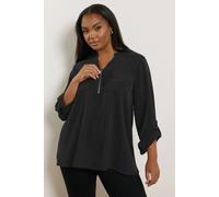 Yours Zip Neck Blouse In Black Black 18