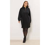 Yours Curve Zip Neck Mini Jumper Dress - Women's - Plus Size Curve Black