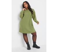 Yours Curve Zip Neck Ribbed Jumper Dress - Women's - Plus Size Curve Green
