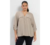 Yours Women's Zip Notch Neck Blouse in Natural | Size: 14
