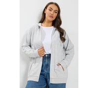 Yours Women's Zip Through Raglan Hoodie in Light Grey | Size: 22/24