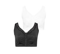 Yourset 2 Pack Curve Black & White Non Padded Front Fastening Lace Trim Bras - Women's - Plus Size Curve