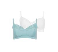 Yourset 2 Pack Curve Cotton Lace Trim Non-Padded Non-Wired Bralette - Women's - Plus Size Curve