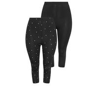 Yourset 2 Pack Curve Polka Dot Crop Leggings - Women's - Plus Size Curve Black