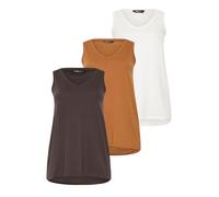 Yourset 3 Pack Curve Chocolate & Rust Orange/Off White V-Neck Vest Tops - Women's - Plus Size Curve