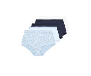 Yourset 5 Pack Curve Blue Floral Print Full Briefs - Women's - Plus Size Curve