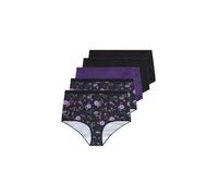 Yourset 5 Pack Curve Purple Floral Elasticated Full Briefs - Women's - Plus Size Curve