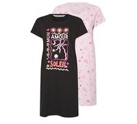 Yourset Curve 2 Pack 'Amour Soleil' Dipped Back Nightdresses - Women's - Plus Size Curve Black