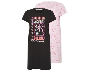 Yourset Curve 2 Pack 'Amour Soleil' Dipped Back Nightdresses - Women's - Plus Size Curve Black