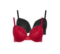 Yourset Curve 2 Pack & Black Floral Embroide Padded Bra - Women's - Plus Size Curve