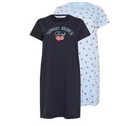 Yourset Curve 2 Pack Blue 'Sunday Brunch Club' Dipped Back Nightdresses - Women's - Plus Size Curve
