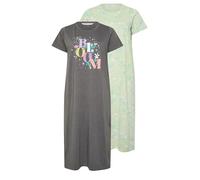 Yourset Curve 2 Pack Grey 'Bloom' Midaxi Nightdresses - Women's - Plus Size Curve
